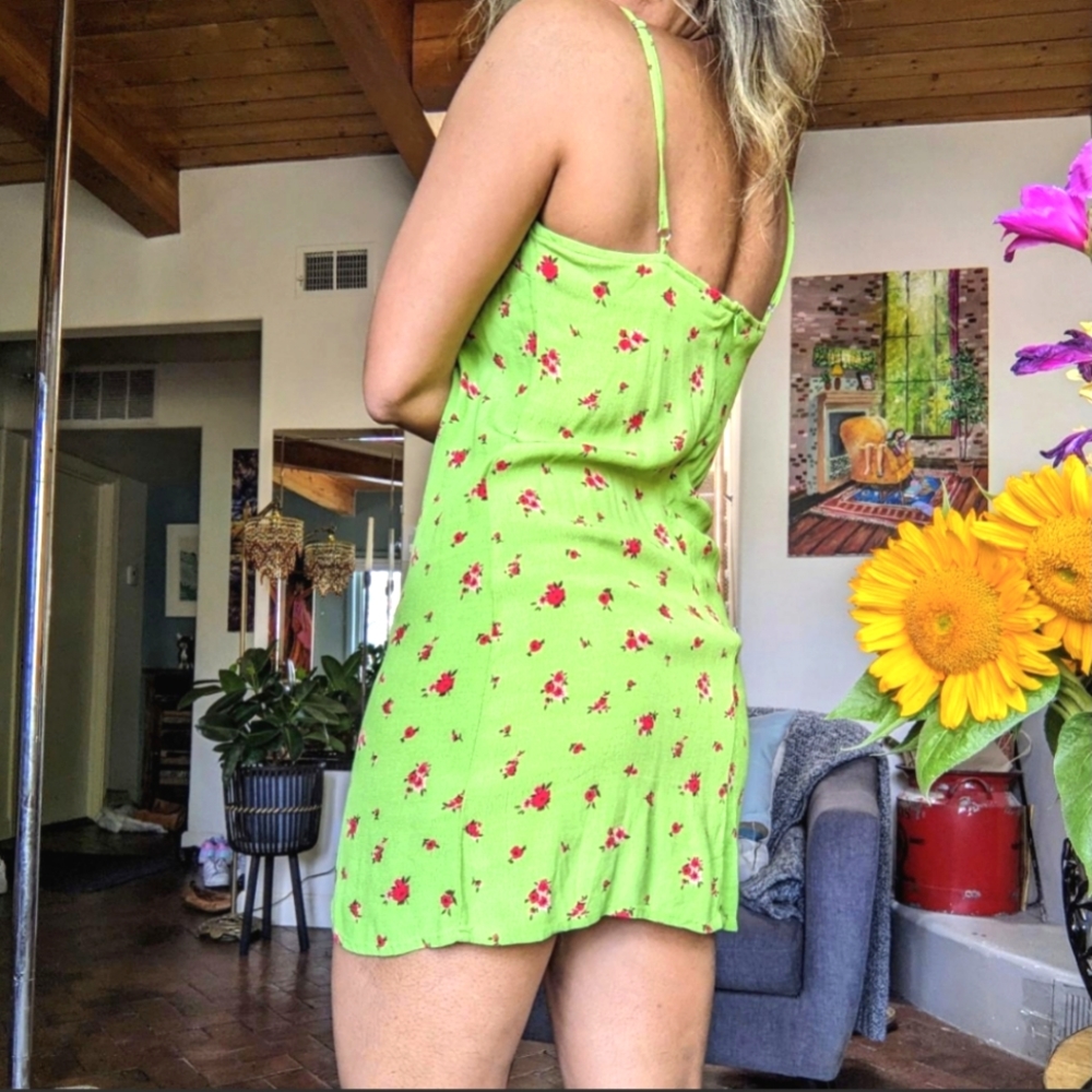 Strappy rayon pistachio green dress